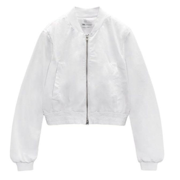 Zara White Bomber Jacket Contemporary Style XS - Picture 1 of 4